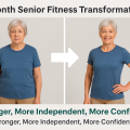 Before and after senior fitness transformation showing improved strength posture and confidence in older adults